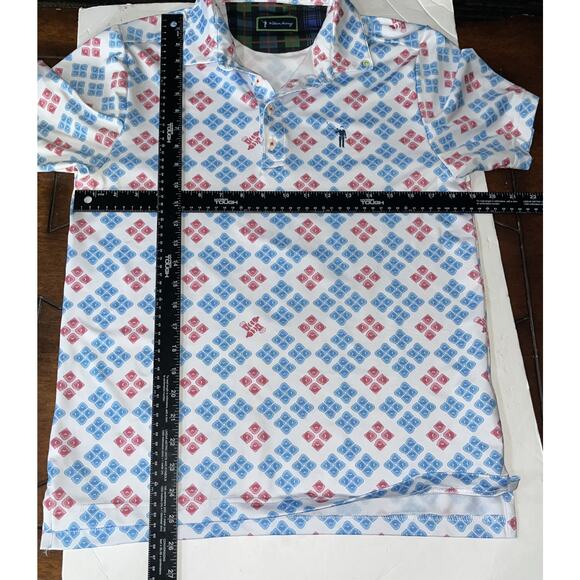 William Murray‎ Shirt Mens Small Blue Red Short Sleeve 1/4 Button Golf Polo - Picture 7 of 8